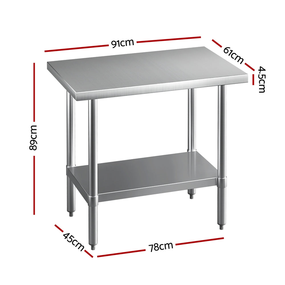 Cefito Stainless Steel Kitchen Benches Work Bench 910x610mm 430