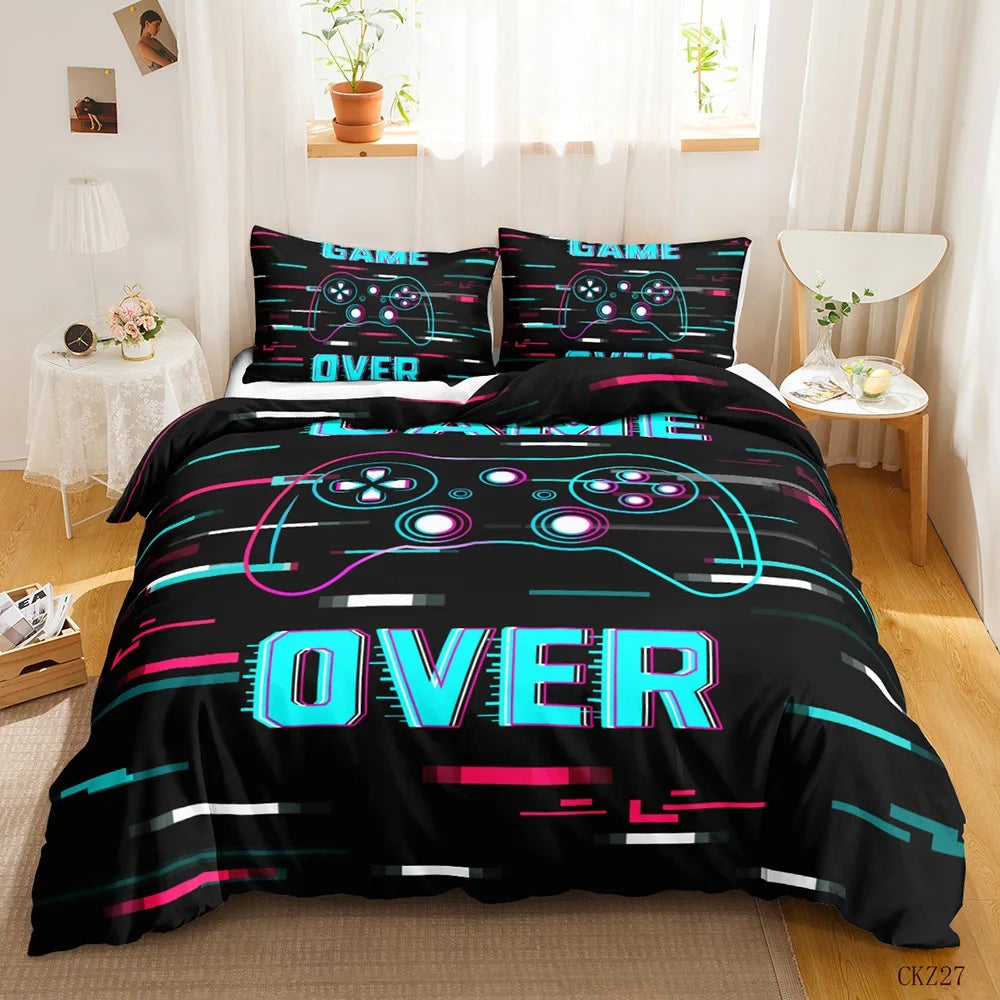 Game Over Quilt cover set Black