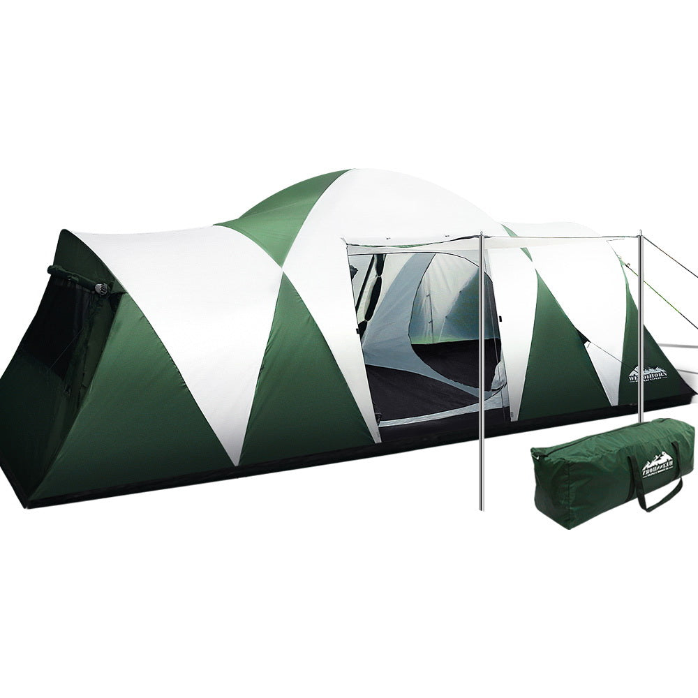 Weisshorn Family Camping Tent 12 Person Hiking Beach Tents (3 Rooms) Green * Cranbourne Stock