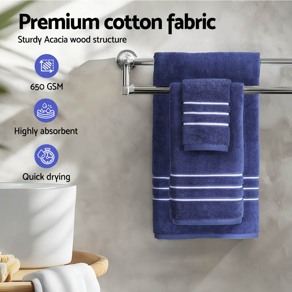 6 Pack Bath Towels Set Cotton Towel Navy