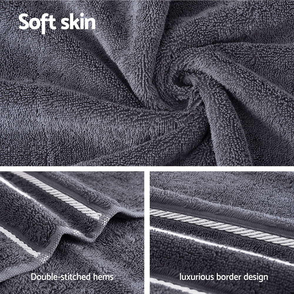 6 Pack Bath Towels Set Cotton Towel Grey