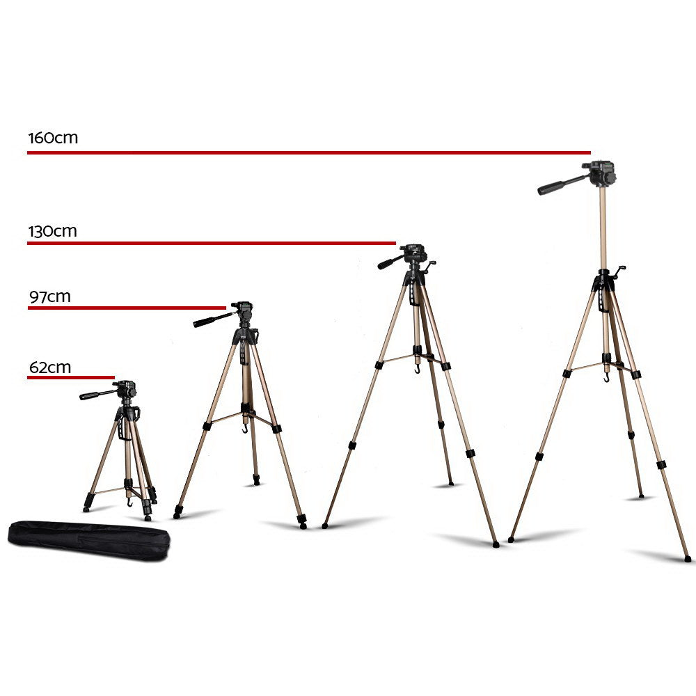 Weifeng Professional Camera Tripod Stand Mount DSLR Travel Adjustable 62-160cm Gold