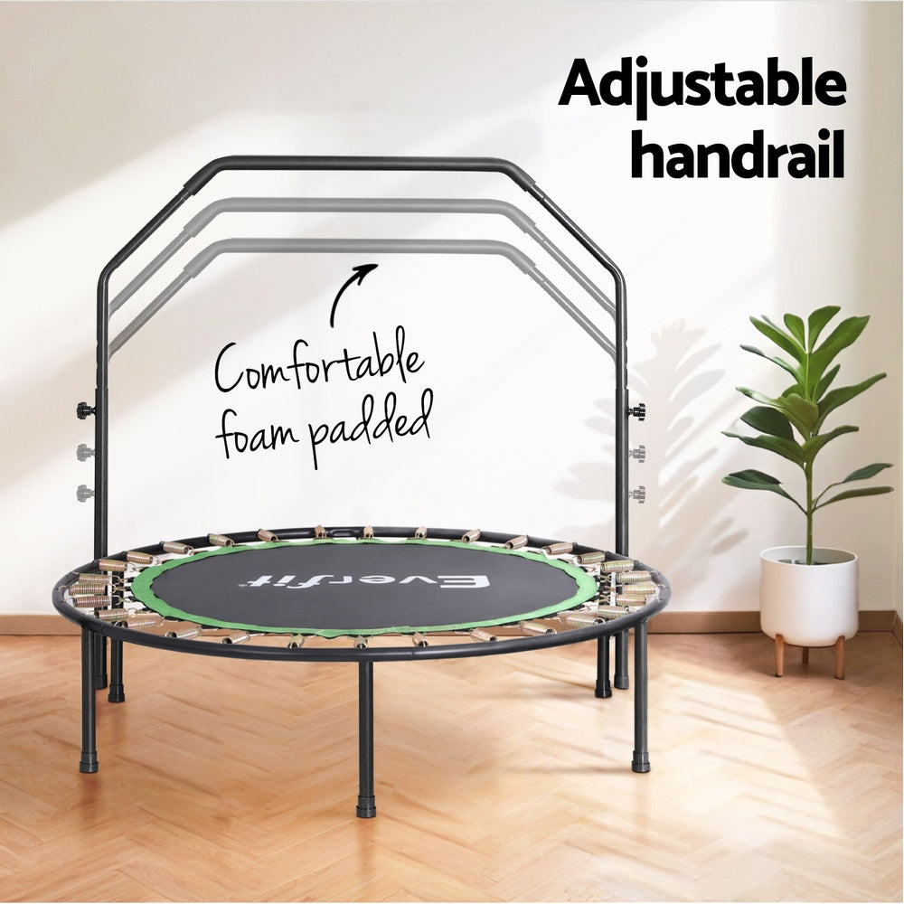 Everfit 48inch Round Fitness Trampoline Rebounder Adjustable Handrail Green