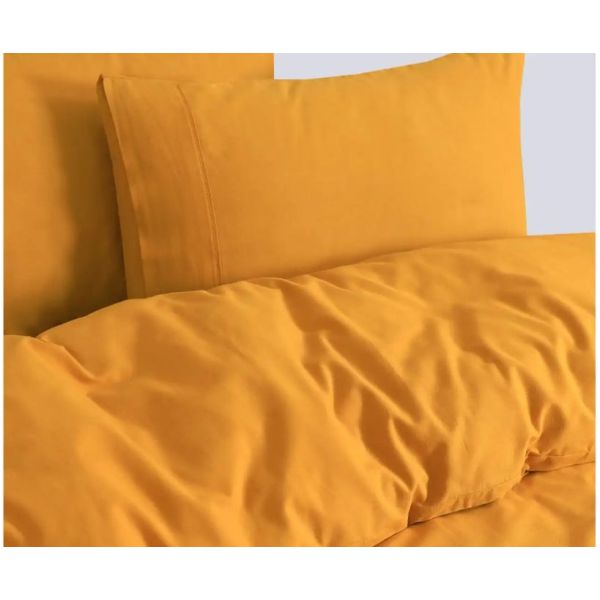 Elan Linen 100% Egyptian Cotton Vintage Washed 500TC Mustard King Quilt Cover Set