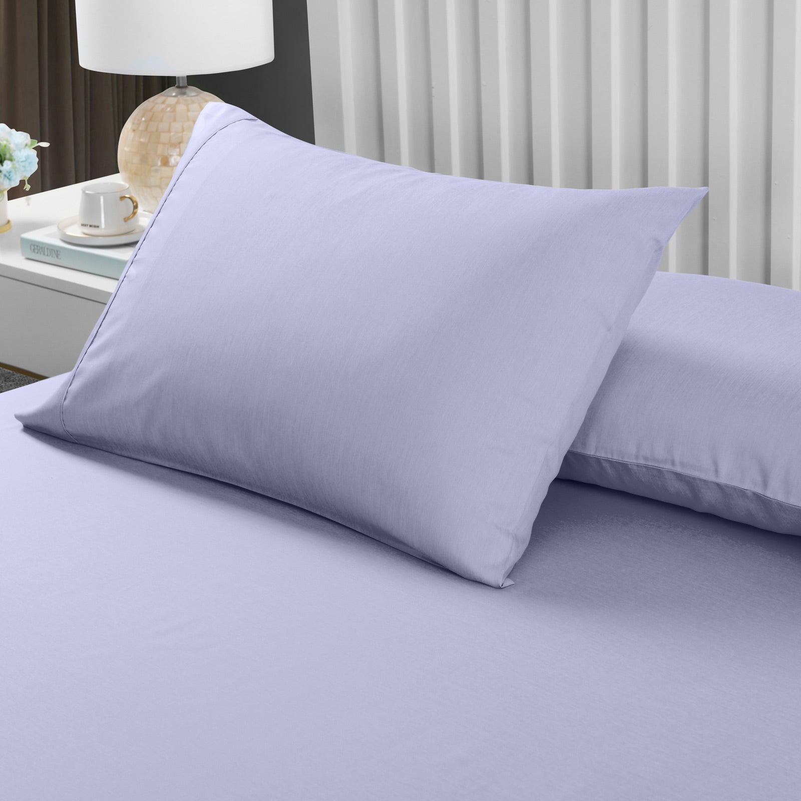 Royal Comfort 2000TC 3 Piece Fitted Sheet and Pillowcase Set Bamboo Cooling - Queen - Lilac Grey