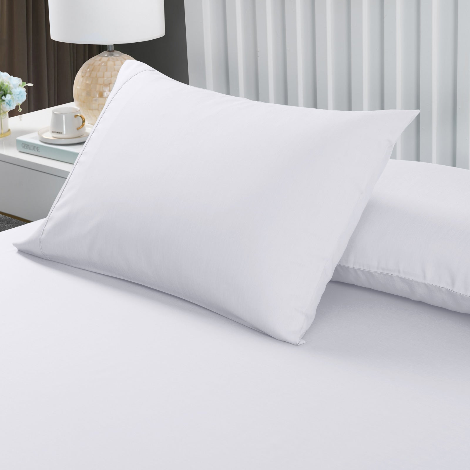 Royal Comfort 2000TC 3 Piece Fitted Sheet and Pillowcase Set Bamboo Cooling - Queen - White