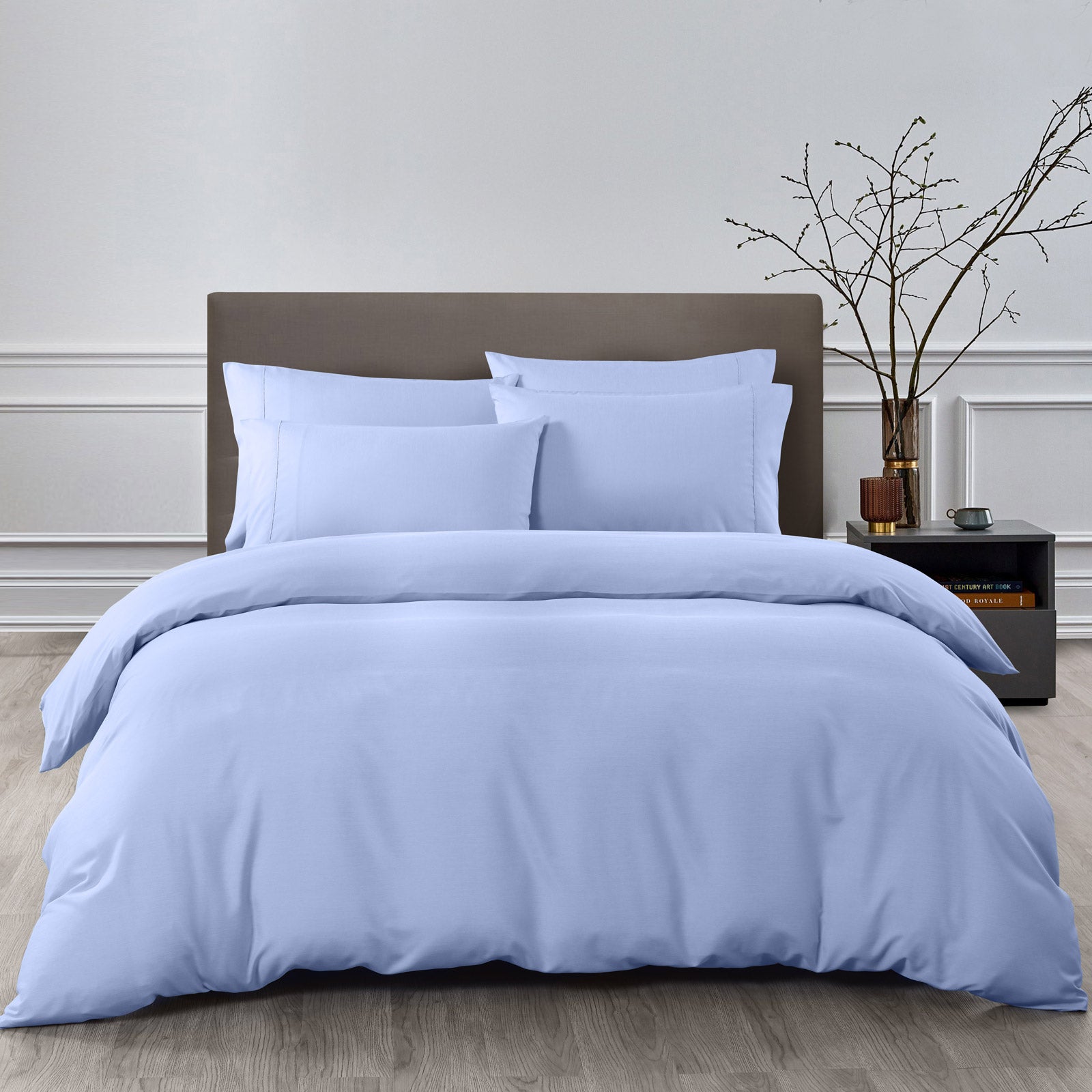 Royal Comfort 2000TC 6 Piece Bamboo Sheet & Quilt Cover Set Cooling Breathable - Double - Light Blue