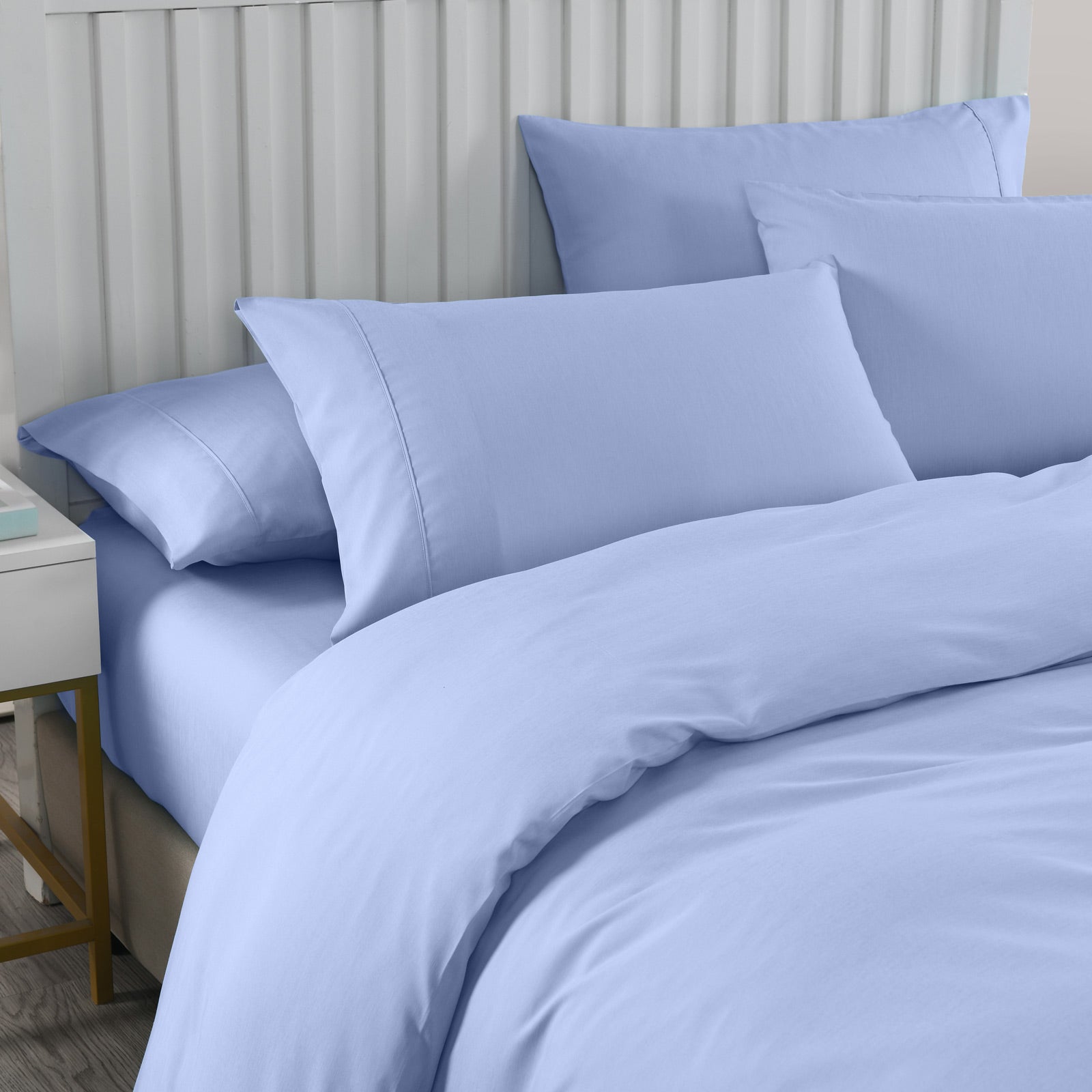 Royal Comfort 2000TC 6 Piece Bamboo Sheet & Quilt Cover Set Cooling Breathable - Queen - Light Blue