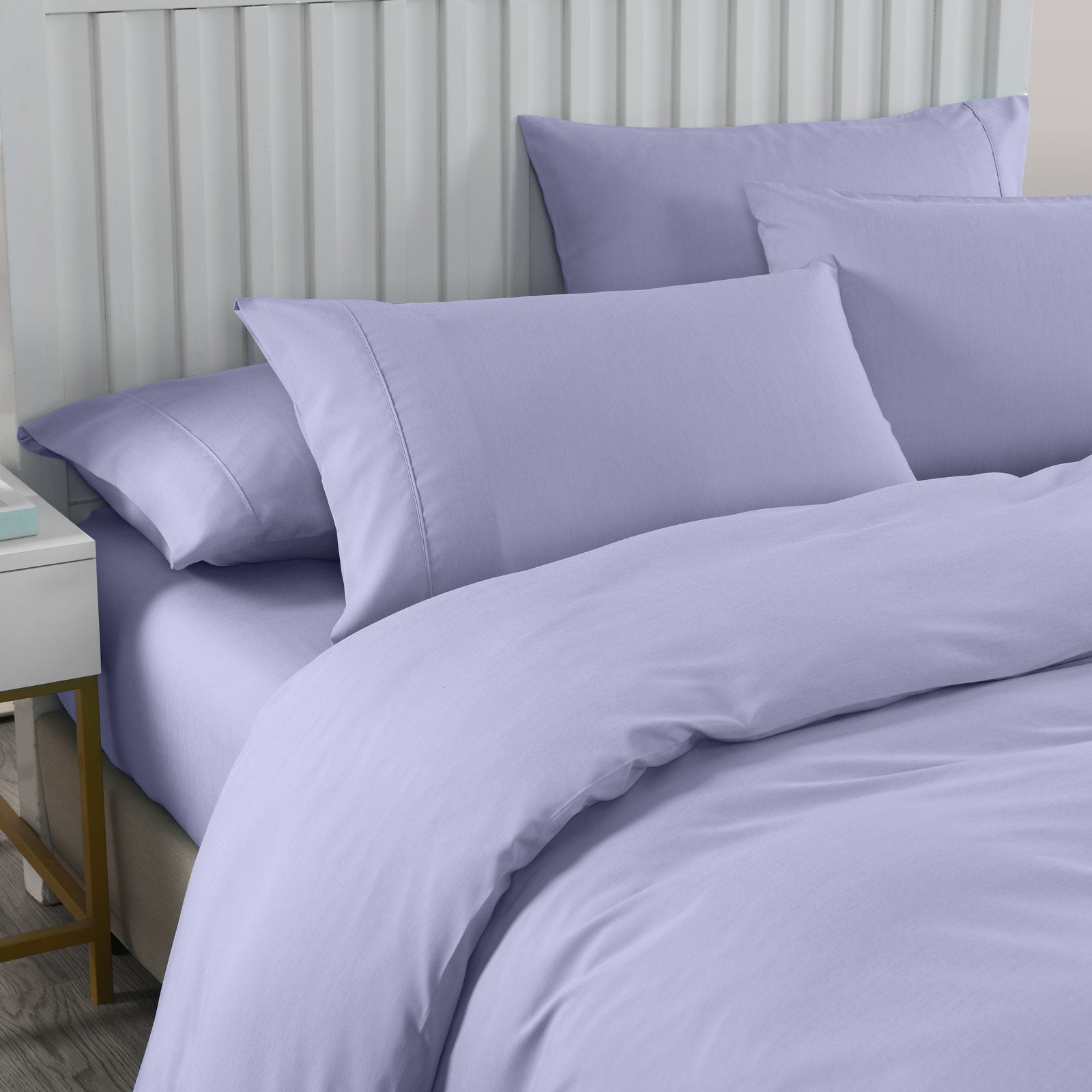 Royal Comfort 2000TC 6 Piece Bamboo Sheet & Quilt Cover Set Cooling Breathable - King - Lilac Grey