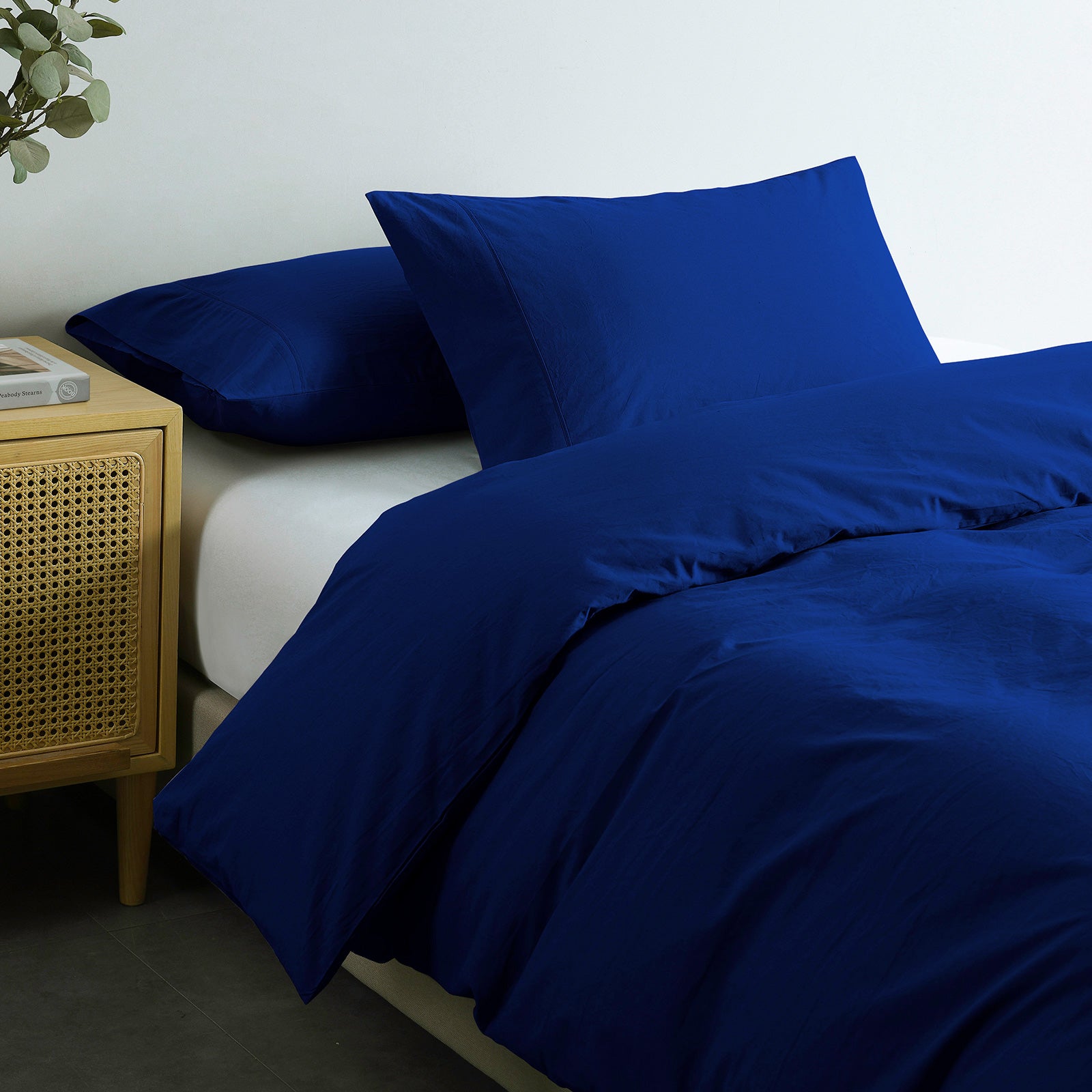 Royal Comfort Vintage Washed 100% Cotton Quilt Cover Set Bedding Ultra Soft - Single - Royal Blue