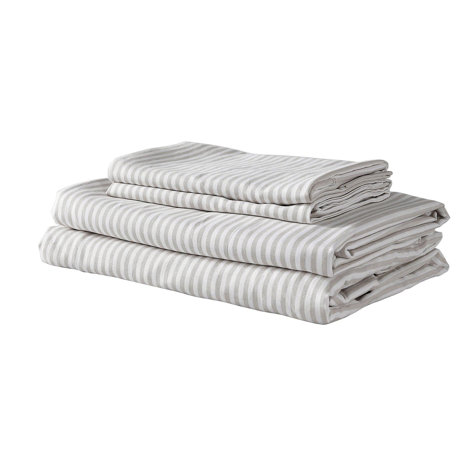 Royal Comfort Stripes Linen Blend Sheet Set Bedding Luxury Breathable Ultra Soft - King - Grey