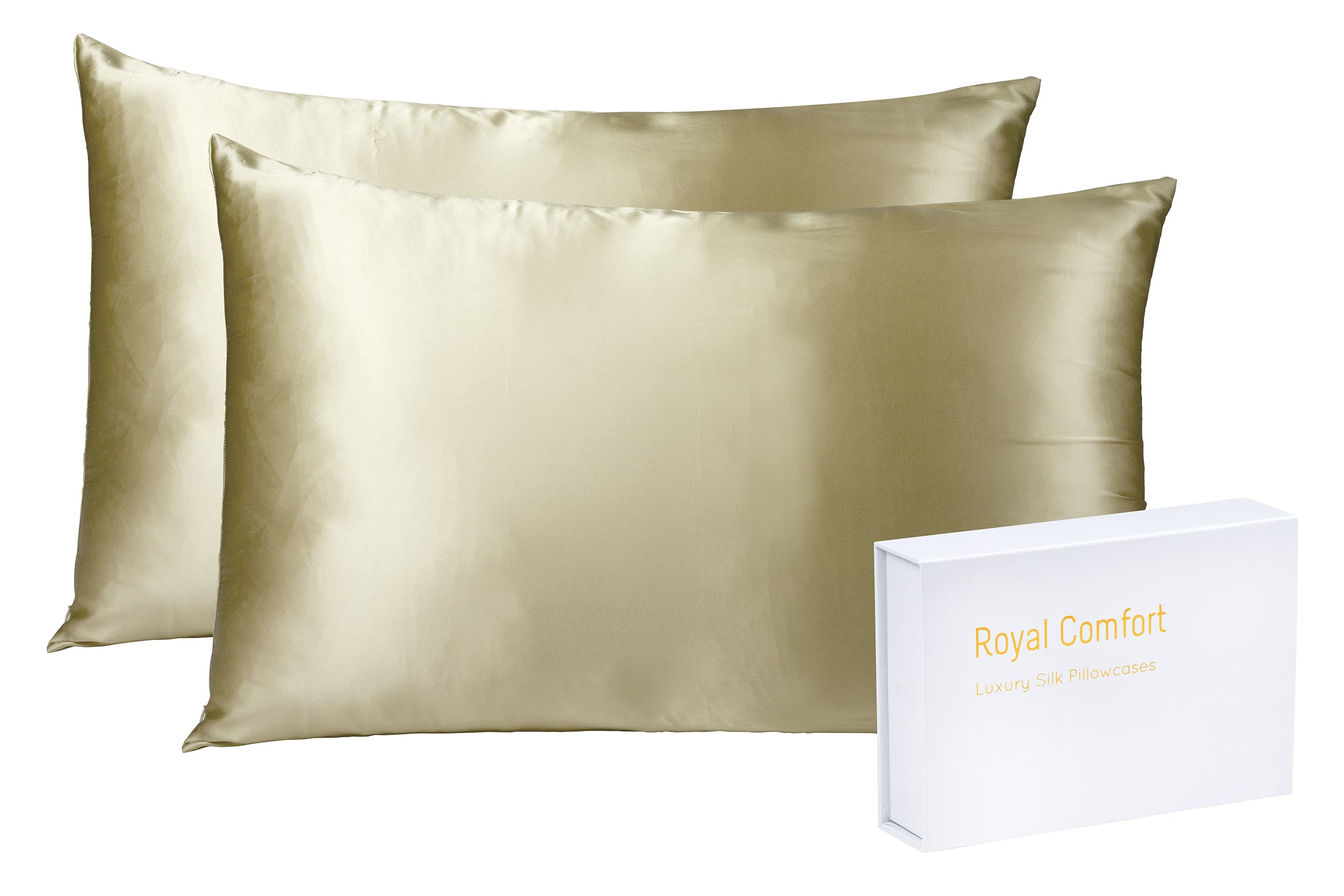 Royal Comfort Mulberry Soft Silk Hypoallergenic Pillowcase Twin Pack 51 x 76cm - Champagne