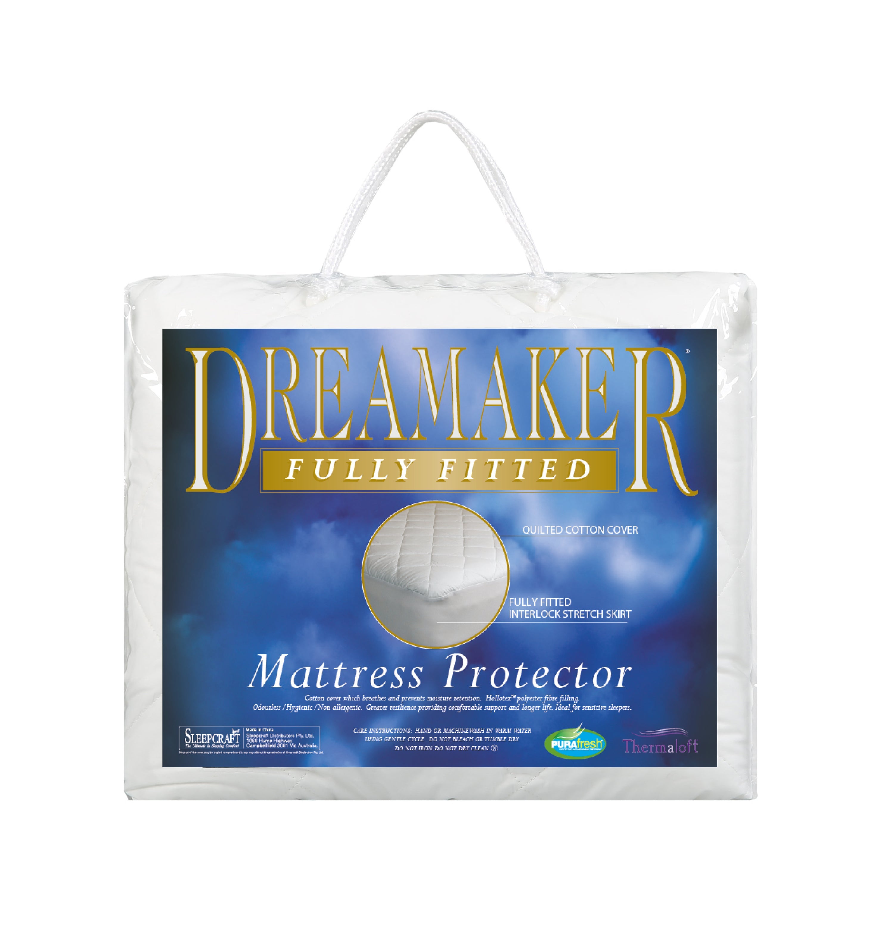 Dreamaker Thermaloft Cotton Covered Fitted Mattress Protector King Single Bed