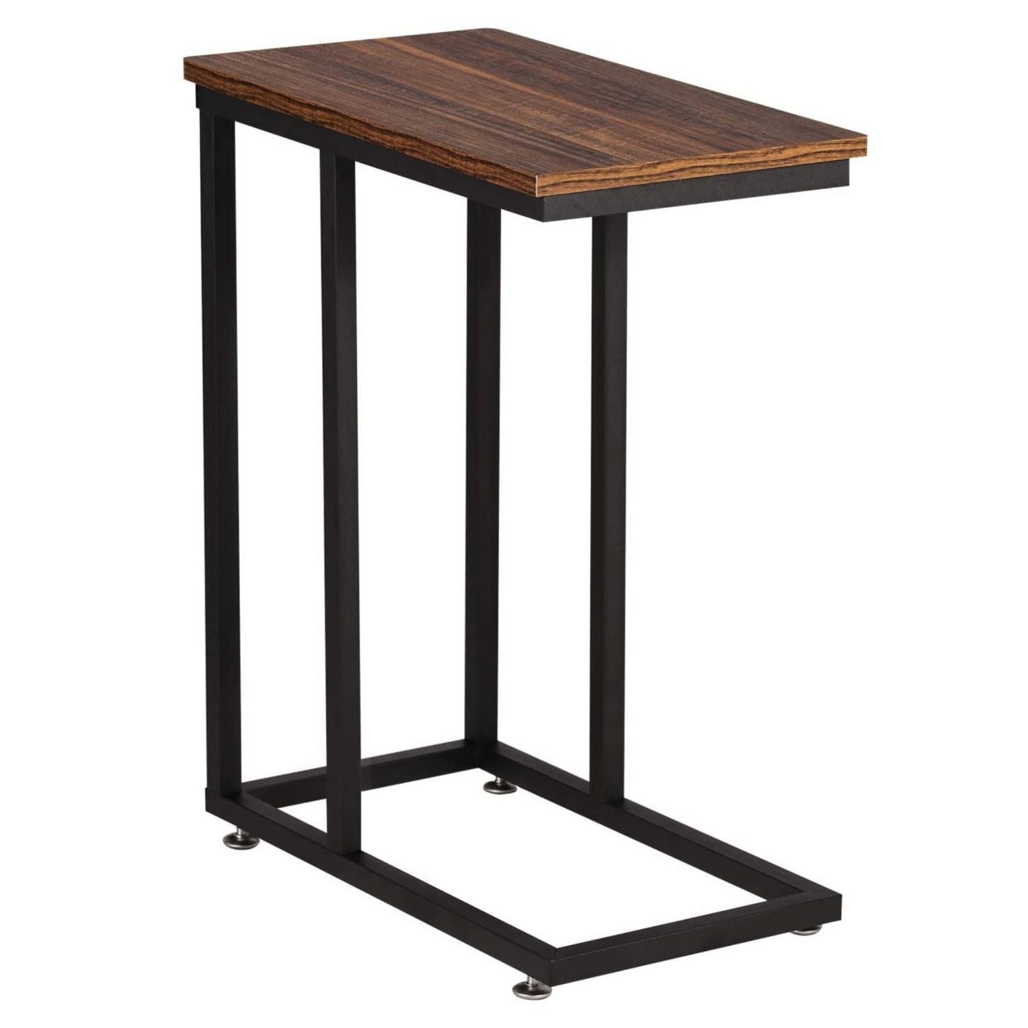 EKKIO C-Shaped End Table with Anti Slip Base (Walnut)