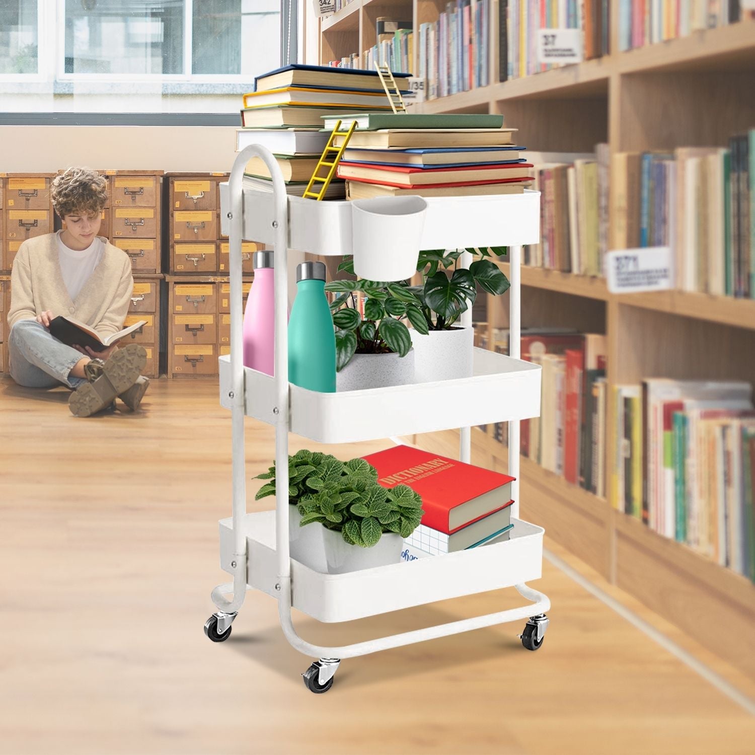 EKKIO Kitchen Trolley Cart 3 Tier (White)