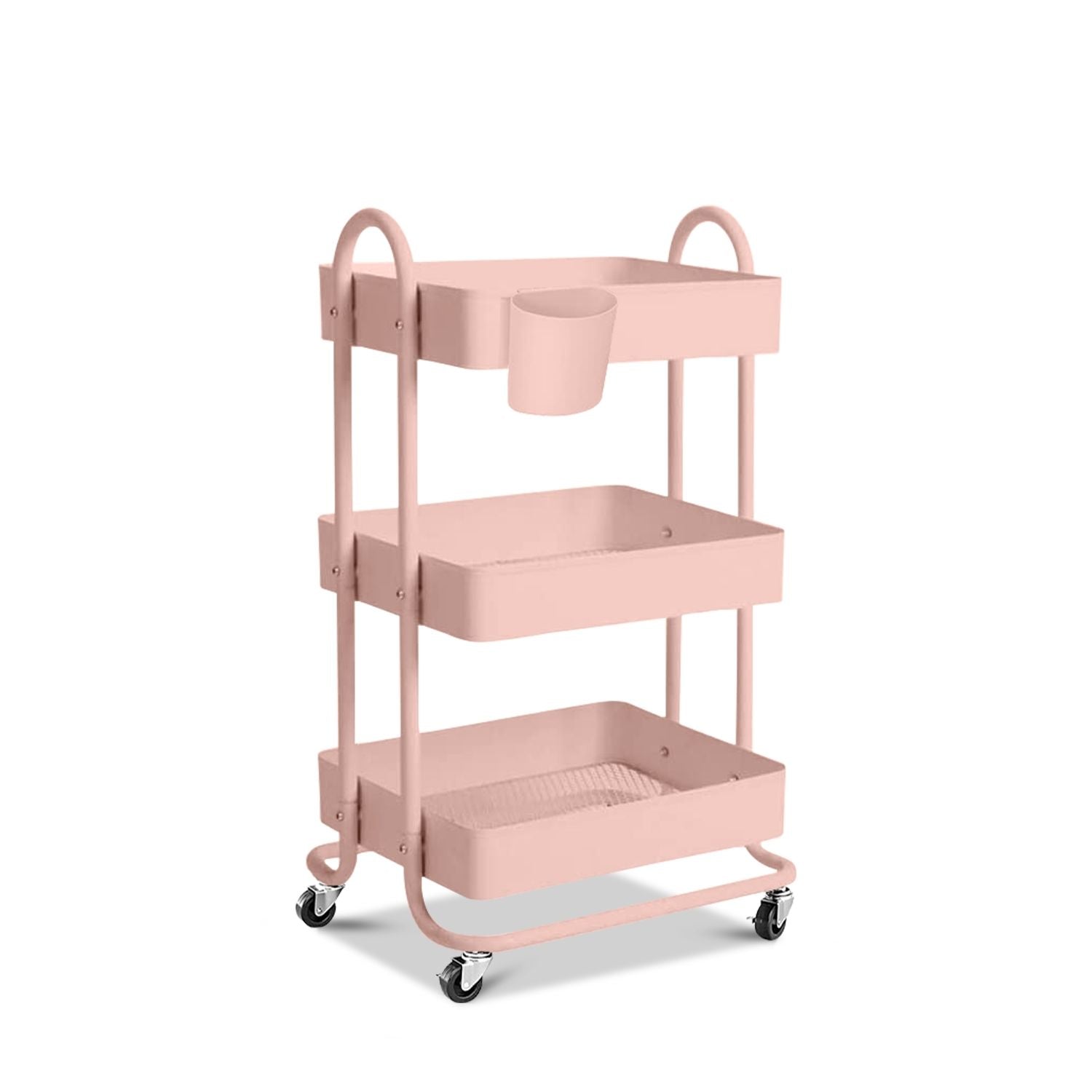 EKKIO Kitchen Trolley Cart 3 Tier (Pink)