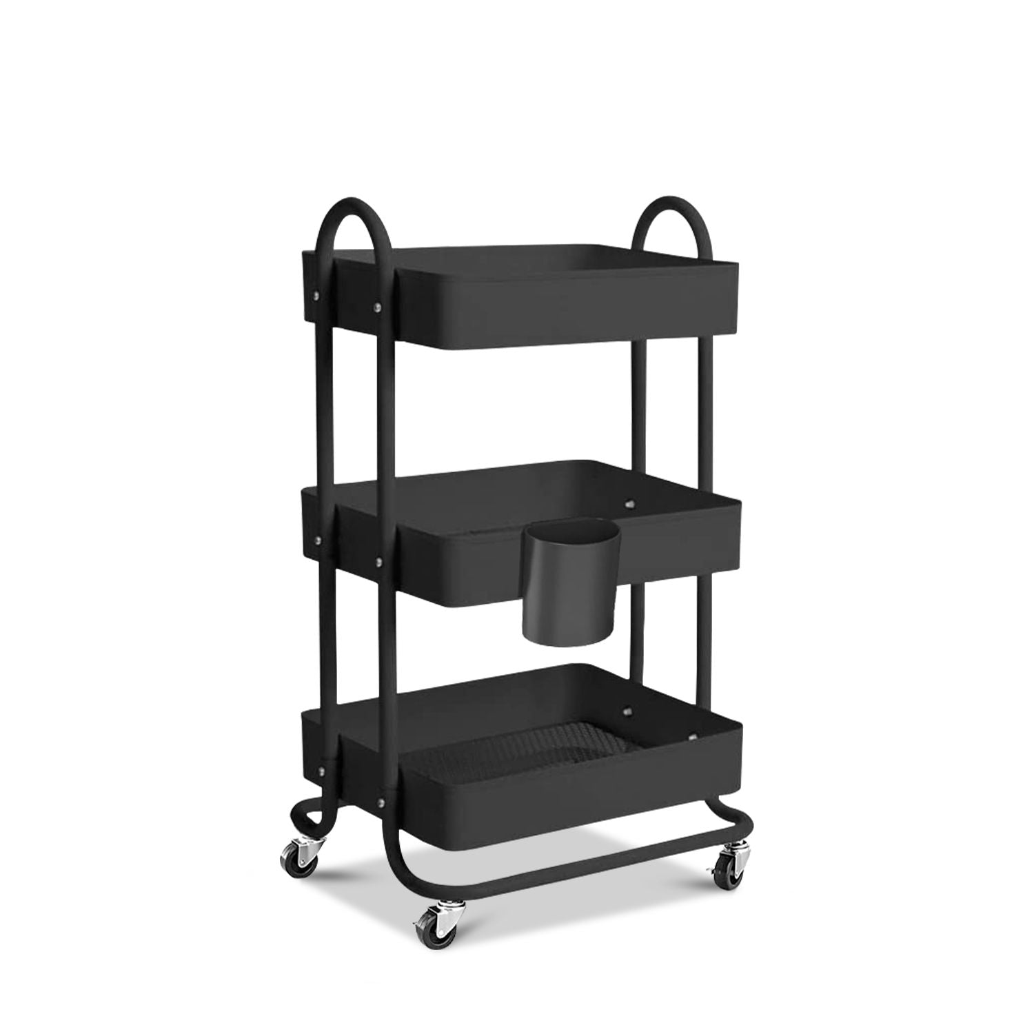 EKKIO Kitchen Trolley Cart 3 Tier (Black)