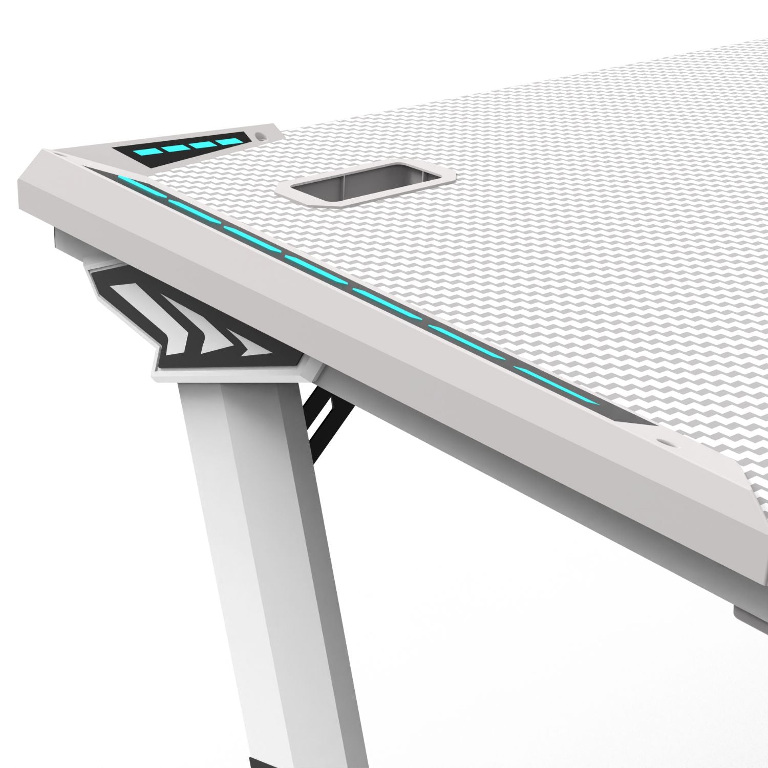 EKKIO RGB Gaming Desk Z Shape White 140cm