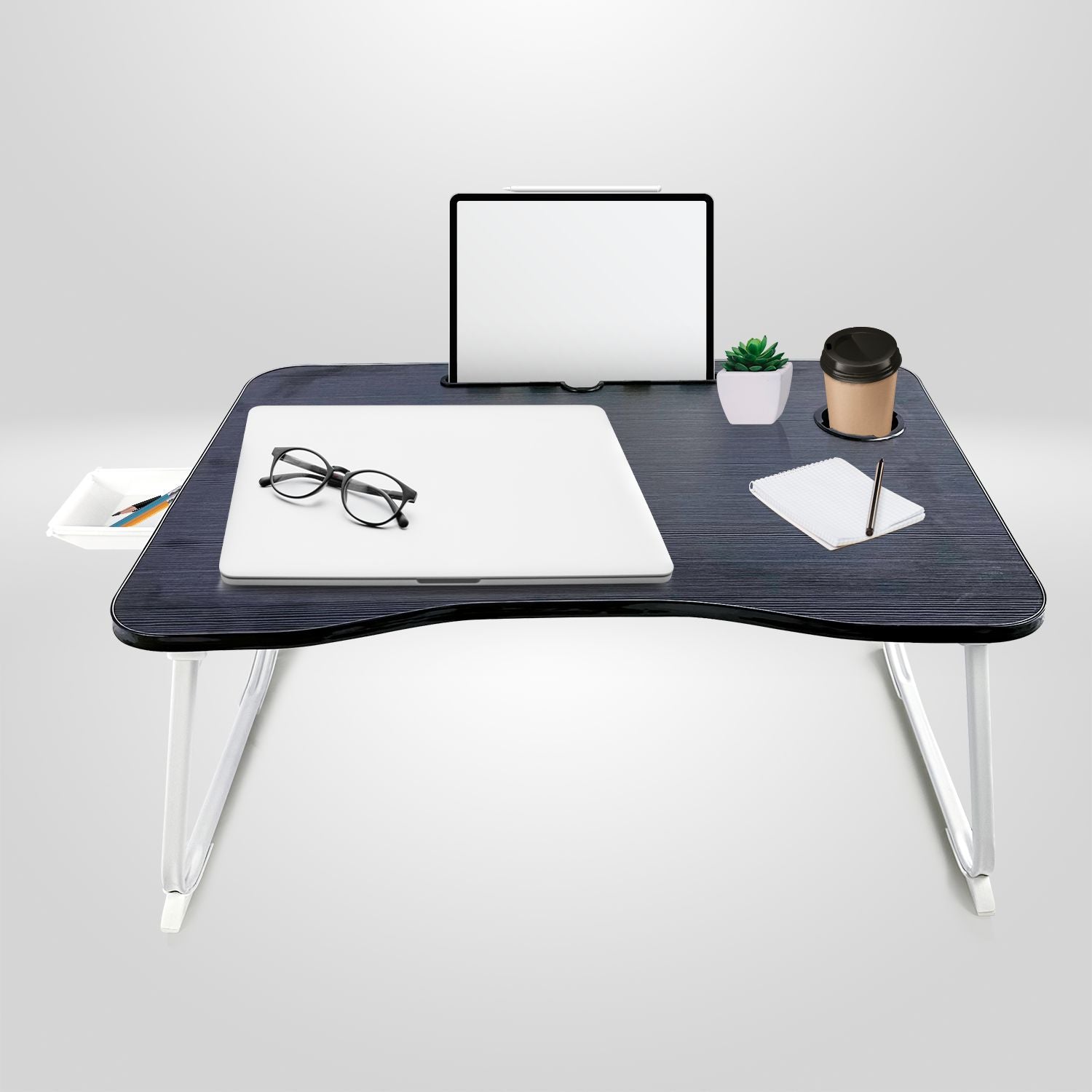 EKKIO Extra Large Multifunctional Portable Bed Tray Laptop Desk (Black)