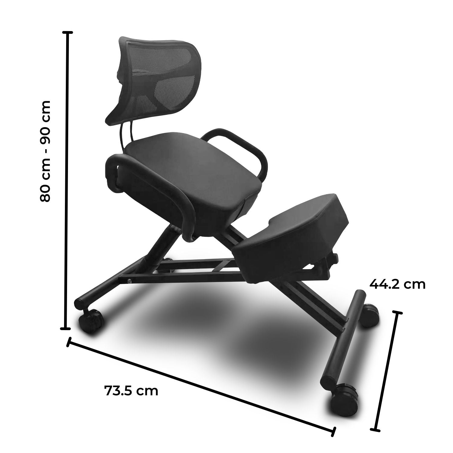 EKKIO Adjustable Ergonomic Office Kneeling Chair with Backrest (Black)