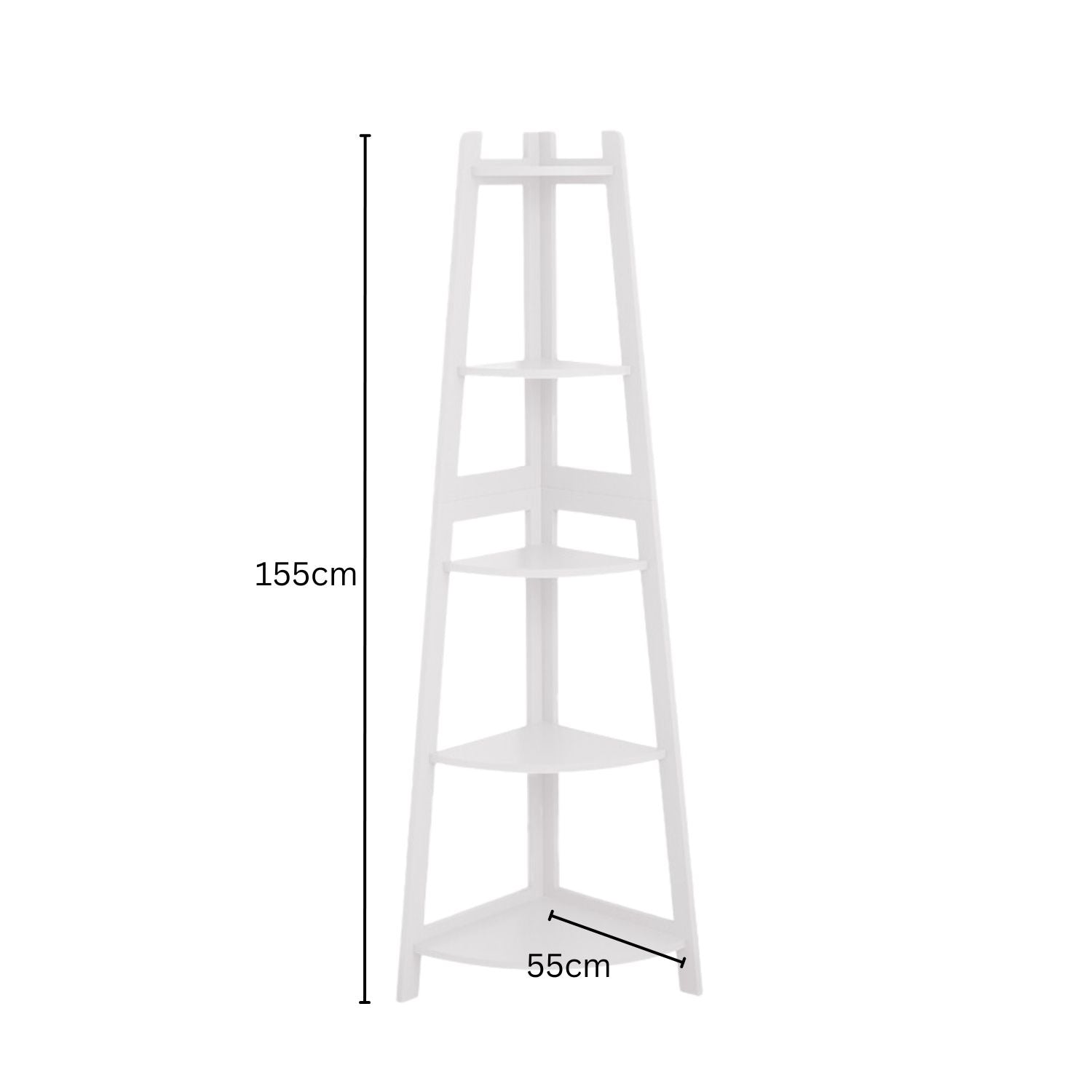 EKKIO 5 Tier Corner Ladder Shelf (White)