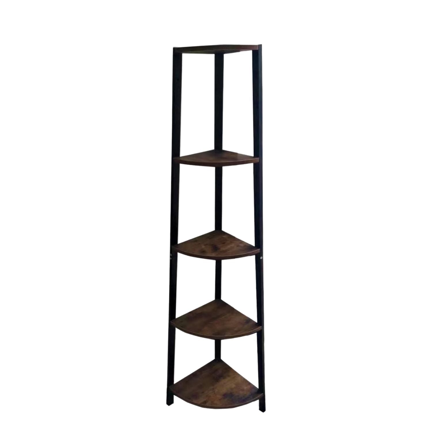 EKKIO 5 Tier Corner Ladder Shelf (Dark Brown)