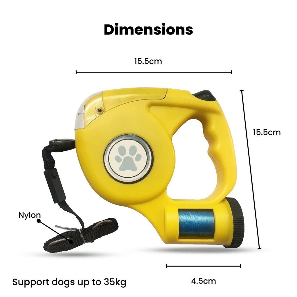 Floofi 3 in 1 Waste Beg LED Leash Yellow