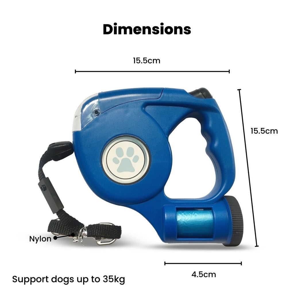 Floofi 3 in 1 Waste Beg LED Leash Blue