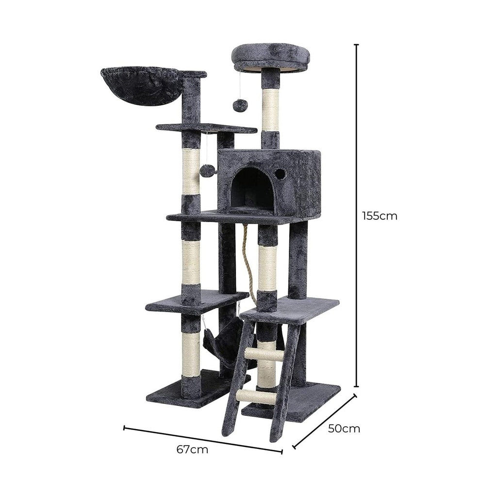 Floofi 155cm Plush Cat Condo Cat Tree Dark Grey