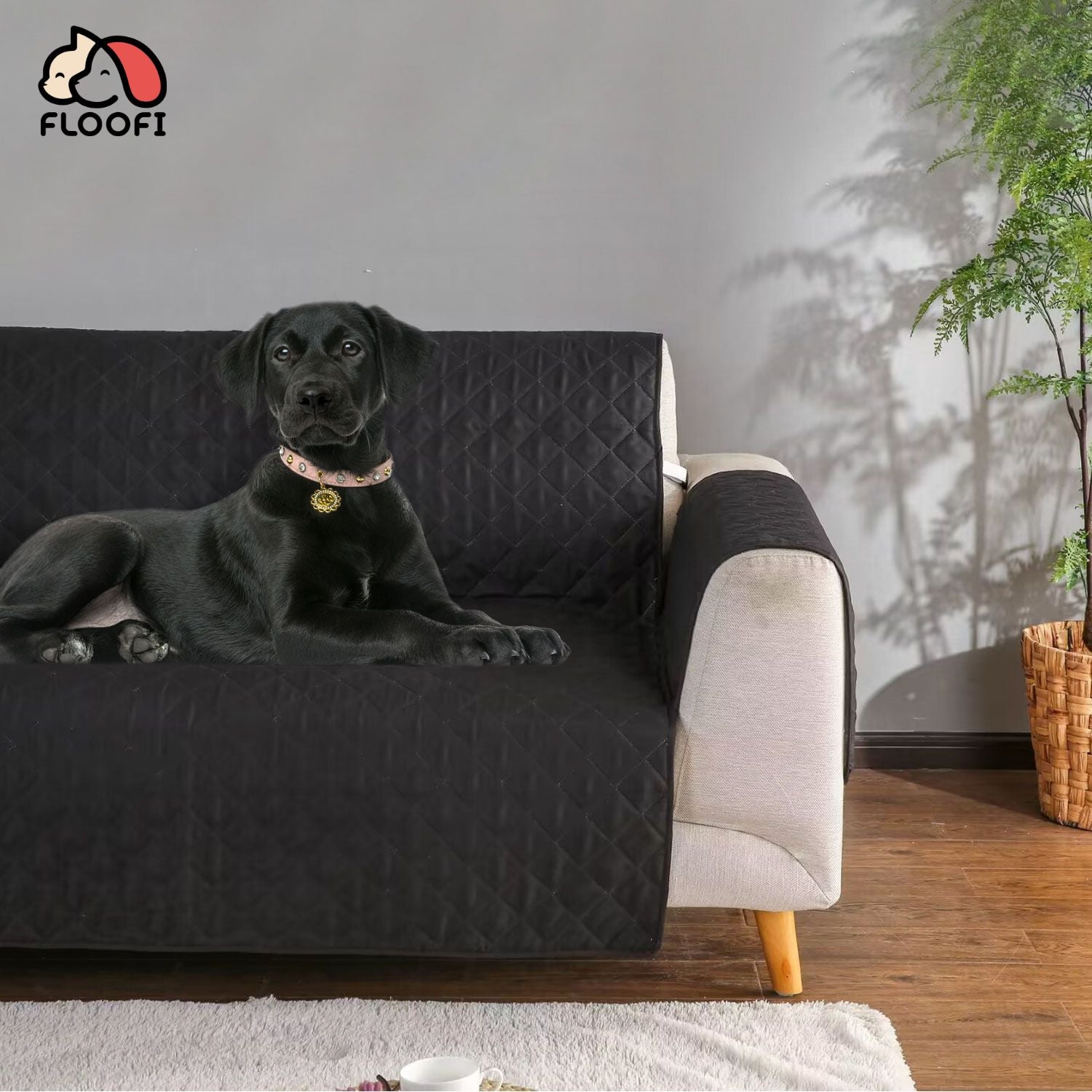 FLOOFI Pet Sofa Cover 2 Seat (Black)