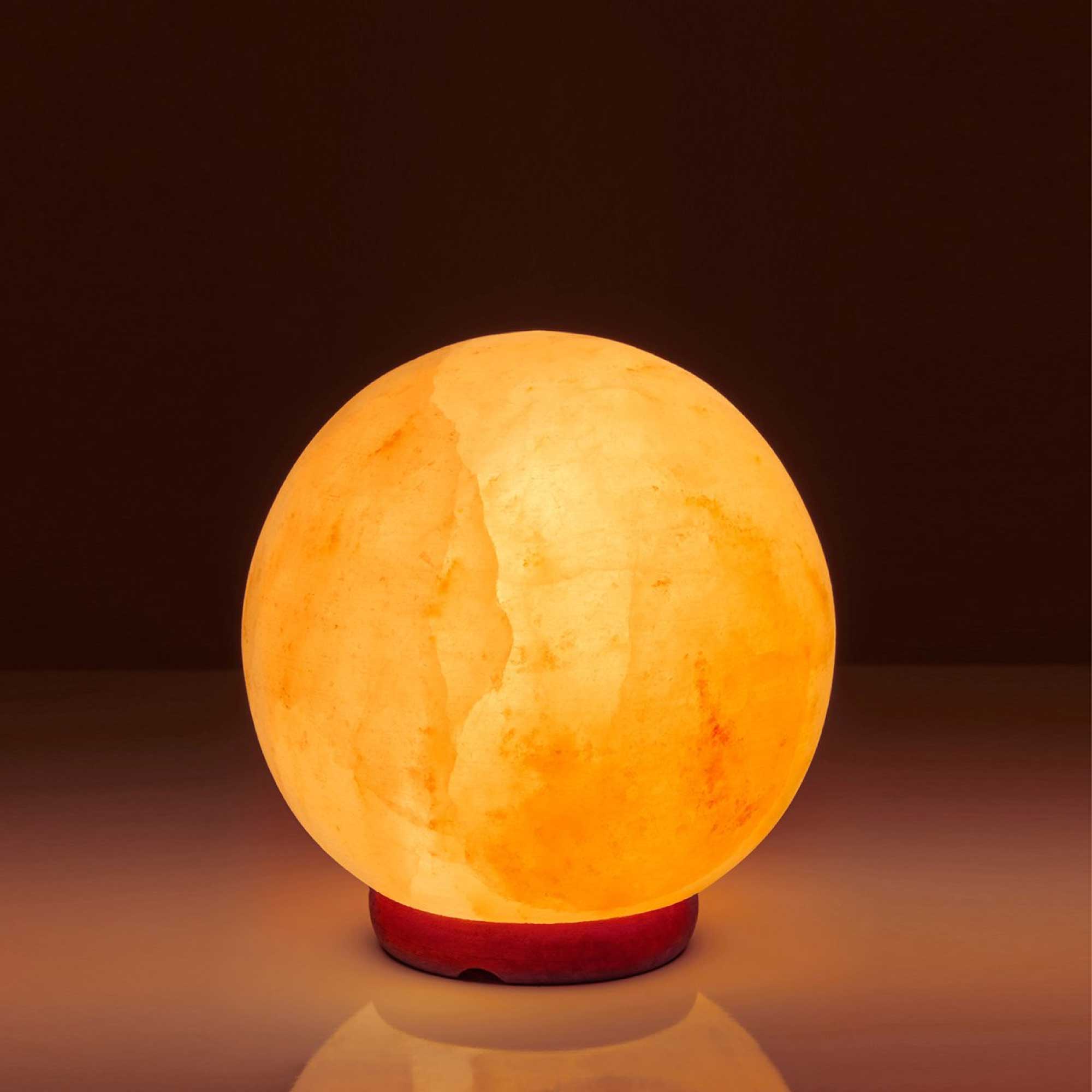 12V 12W 5" Ball Himalayan Pink Salt Lamp Carved Rock Crystal Light Bulb On/Off