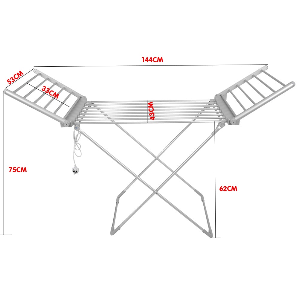 Pronti Heated Towel Clothes Rack Dryer Warmer Rack Airer Heat Line Hanger Laundry