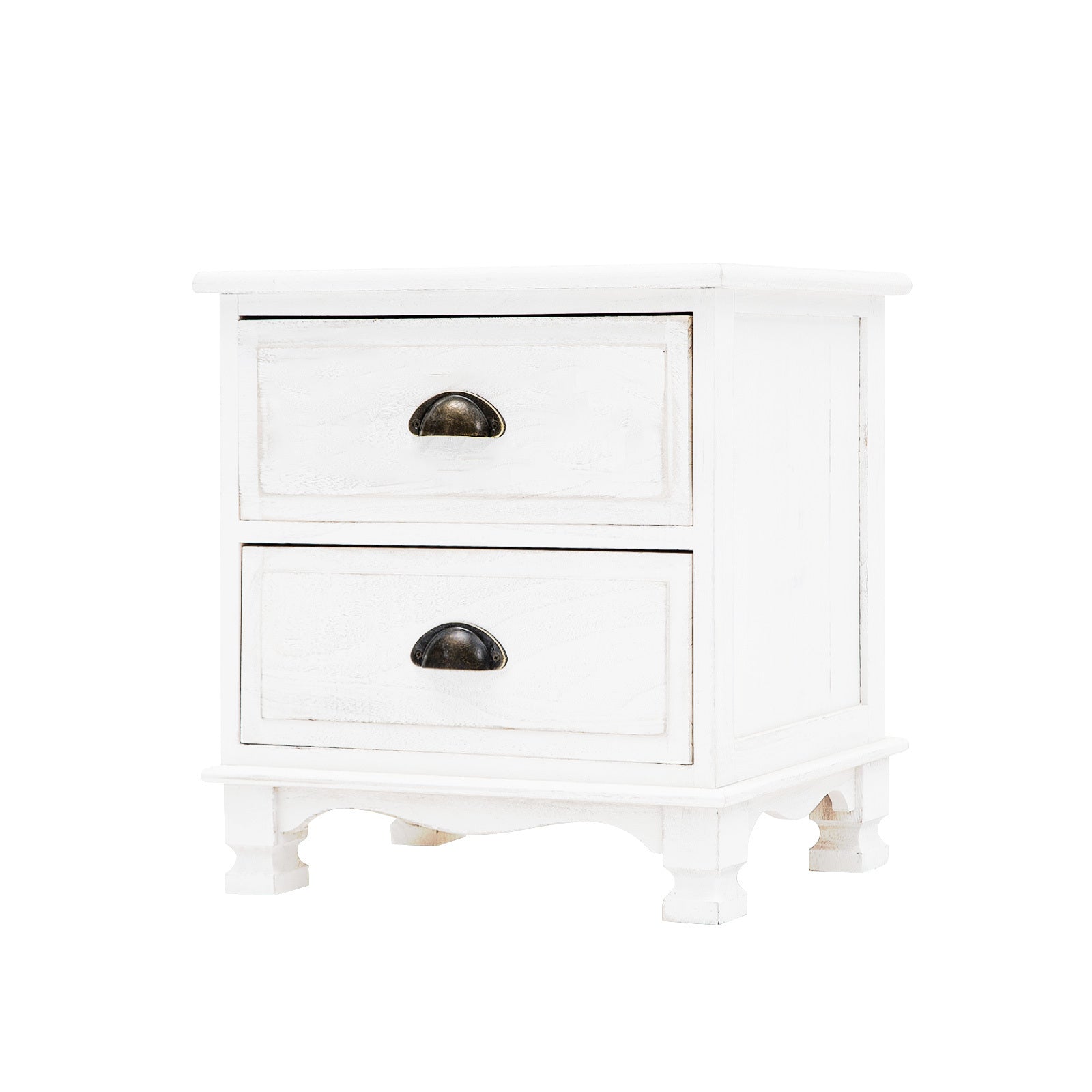 Bedside Table 2 Drawer Vintage Side Table Storage Cabinet Bedroom LYDIA WHITE