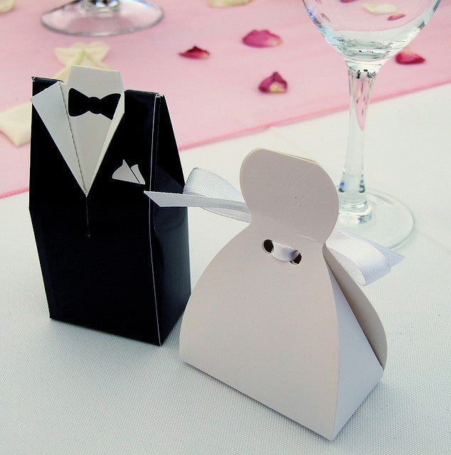 100 Pack 50 Bride Gown 50 Groom Tux Bomboniere Favour Box