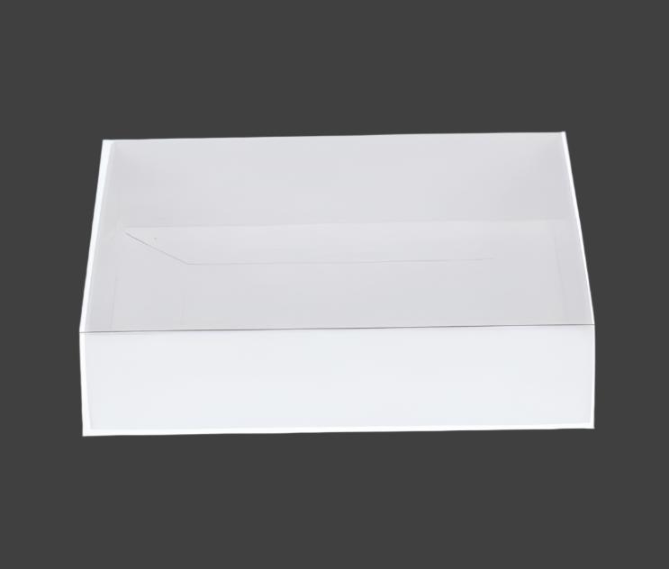 100 Pack of 8cm Display Box- 2cm deep - White Card with Clear Slide On PVC Lid