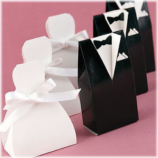 10 Pack 5 Bride Gown 5 Groom Tux Bomboniere Favour Box