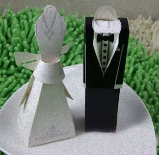 50 Pack 25 Bride and 25 Groom Bomboniere Favour Box