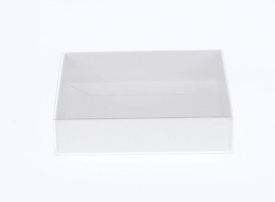 50 Pack of 8cm Display Box- 2cm deep - White Card with Clear Slide On PVC Lid