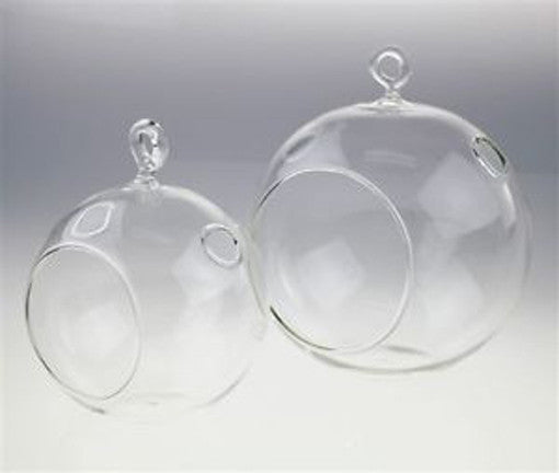 24 x Hanging Clear Glass Ball Tealight Candle Holder  - 10cm Diameter / High