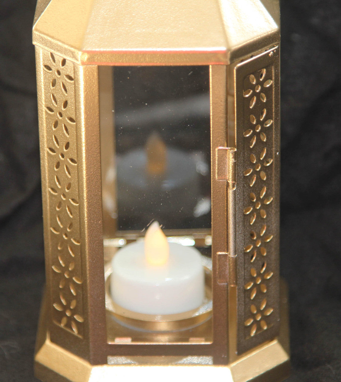 5 Pack of Gold Metal Miners Lantern  21cm Tealight Candle