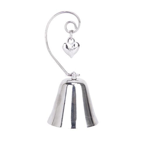 10 Pk Silver Wedding Heart Kissing Bell Name Card Holder Bomboniere Favour Gift