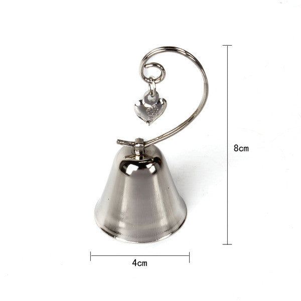 10 Pk Silver Wedding Heart Kissing Bell Name Card Holder Bomboniere Favour Gift