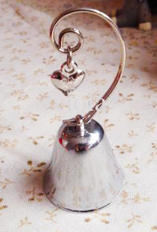 50 Pk Silver Wedding Heart Kissing Bell Name Card Holder Bomboniere Favour Gift