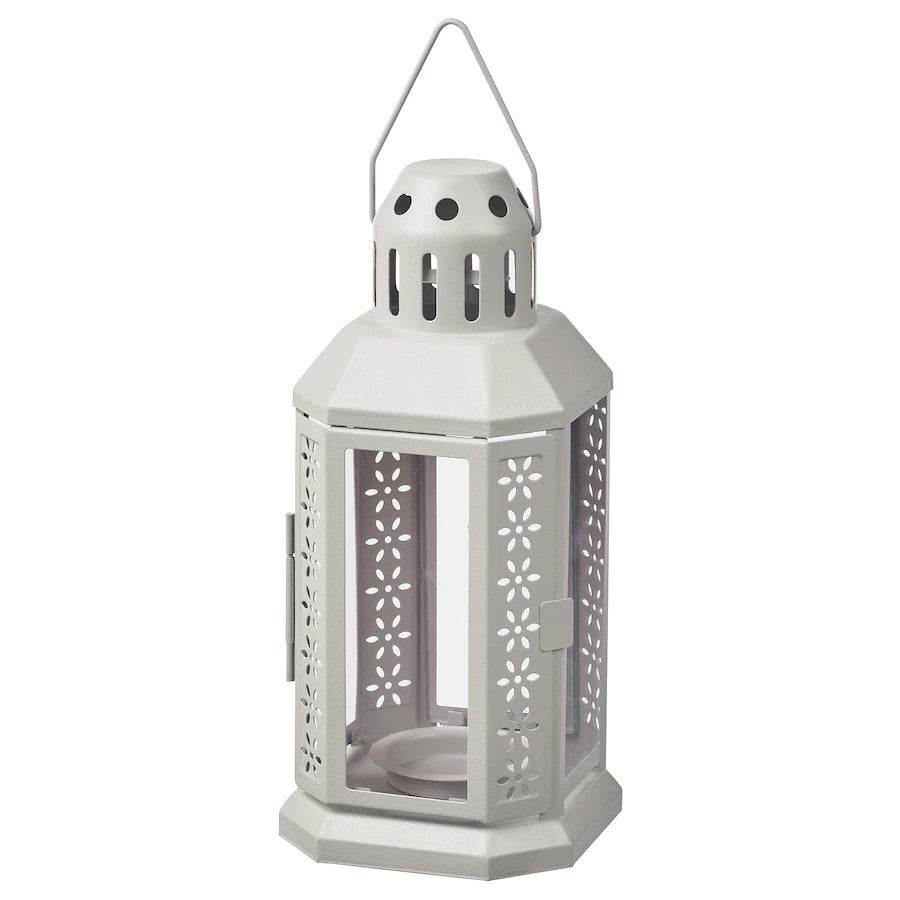 10 Pack of Grey Metal Miners Lantern  21cm Tealight Candle