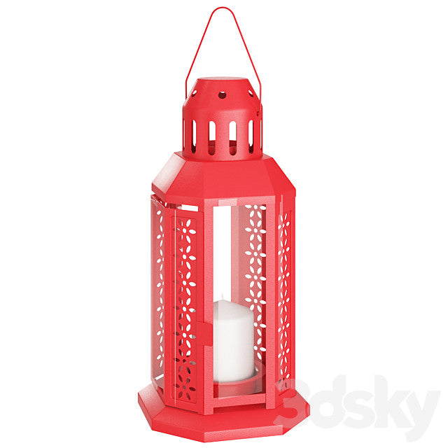 Red Metal Miners Lantern  Decoration 21cm Tealight Candle