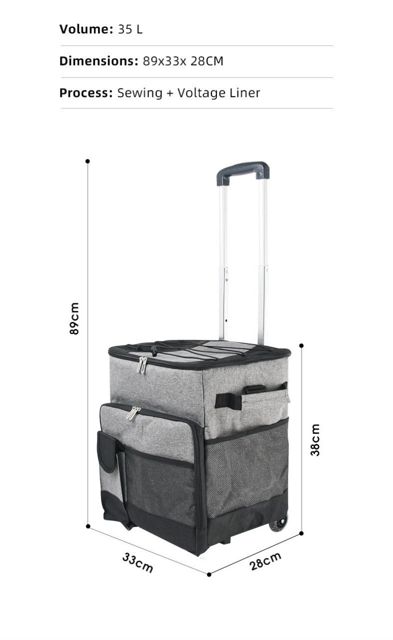 Cooler Picnic Bag Trolley Thermally Insulated - 36L - 60 cans - Grey