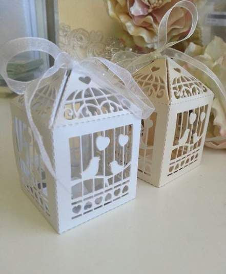 White Dove Heart Wedding Bomboniere Favour Box - 10 Pack