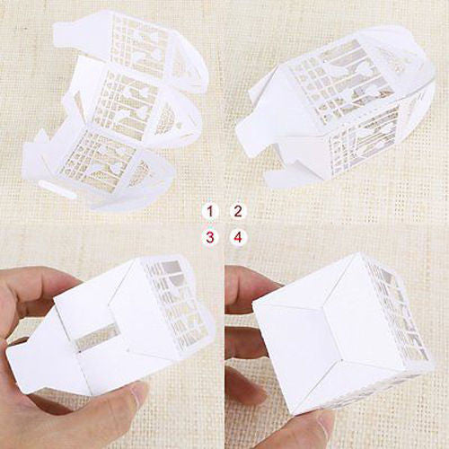 White Dove Heart Wedding Bomboniere Favour Box - 10 Pack