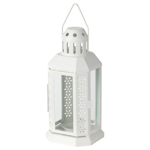 10 Pack of White Metal Miners Lantern  21cm Tealight Candle