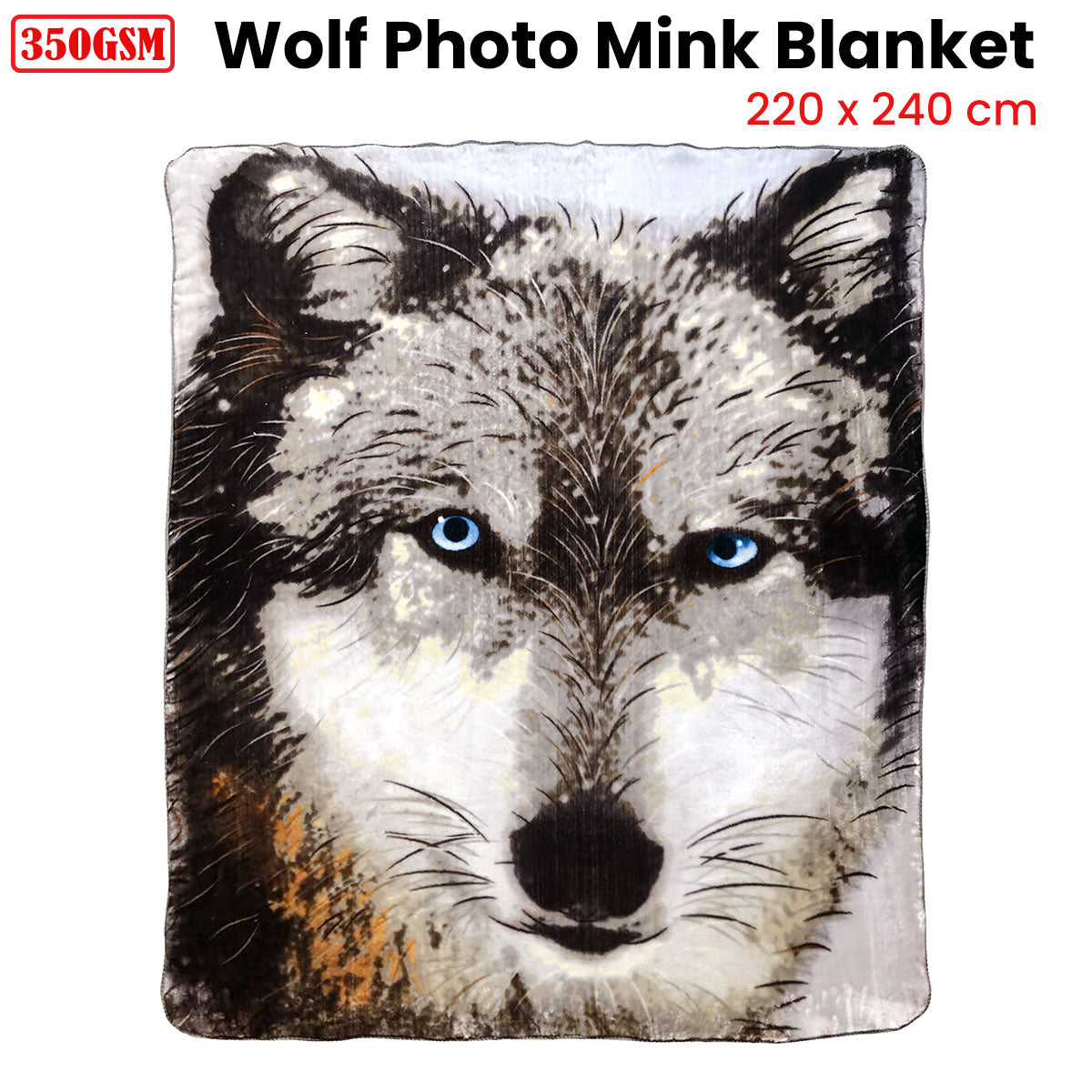 J.Elliot Home 350gsm Wolf Photo Mink Blanket